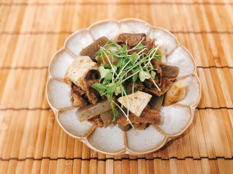 こんにゃくで整腸 牛肉と里芋の味噌炒め ホーチミンでも健康和ごはん こんにゃくで整腸 牛肉と里芋の味噌炒め ホーチミンでも健康和ごはん